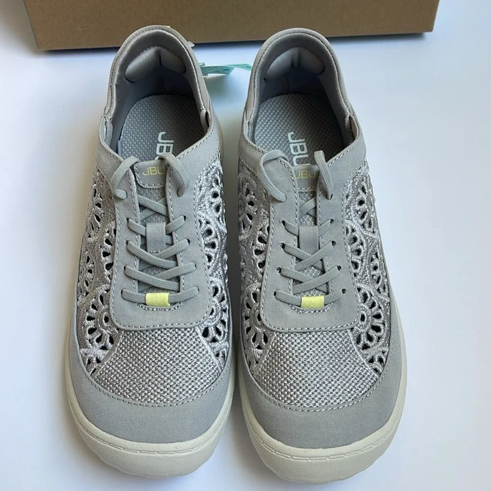 JBU Solar Gray Light Gray‎ Floral Lace Sneakers 7.5 NWT